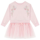 Girls Pink Floral Tulle Dress, 1, hi-res